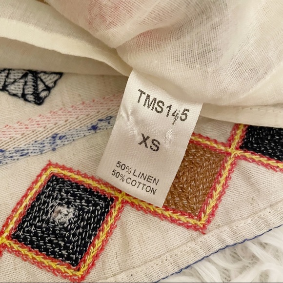 🛍️ 4/$20 THML Linen Blend Skirt Embroidered XS Linen Cotton Natural Boutique - Picture 8 of 9